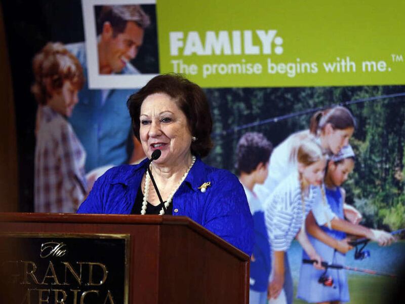 FILE - Executive Director Janice Crouse of World Congress of Families IX speaks during a press conference in Salt Lake City, Tuesday, May 12, 2015, announcing that the World Congress of Families will be in Salt Lake in October.