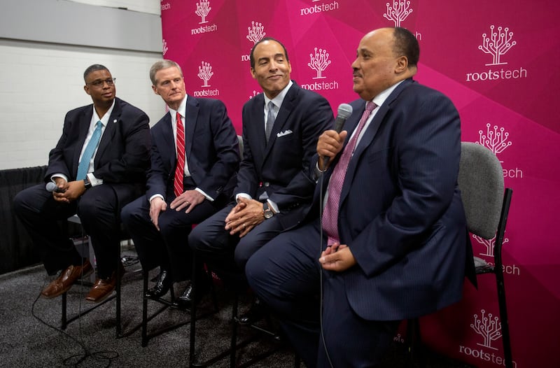 Martin Luther King III, son of the Rev. Martin Luther King Jr., speaks at a RootsTech press conference.
