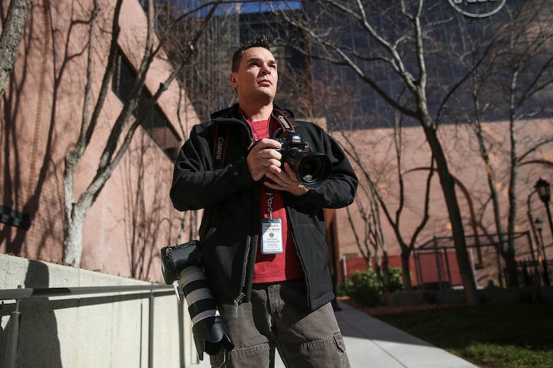 Deseret News photojournalist Scott Winterton poses for a photo outside the Deseret News building in Salt Lake City on Wednesday, Feb. 7, 2018.
