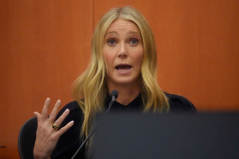 Gwyneth Paltrow testifies during her trial in Park City, Utah.