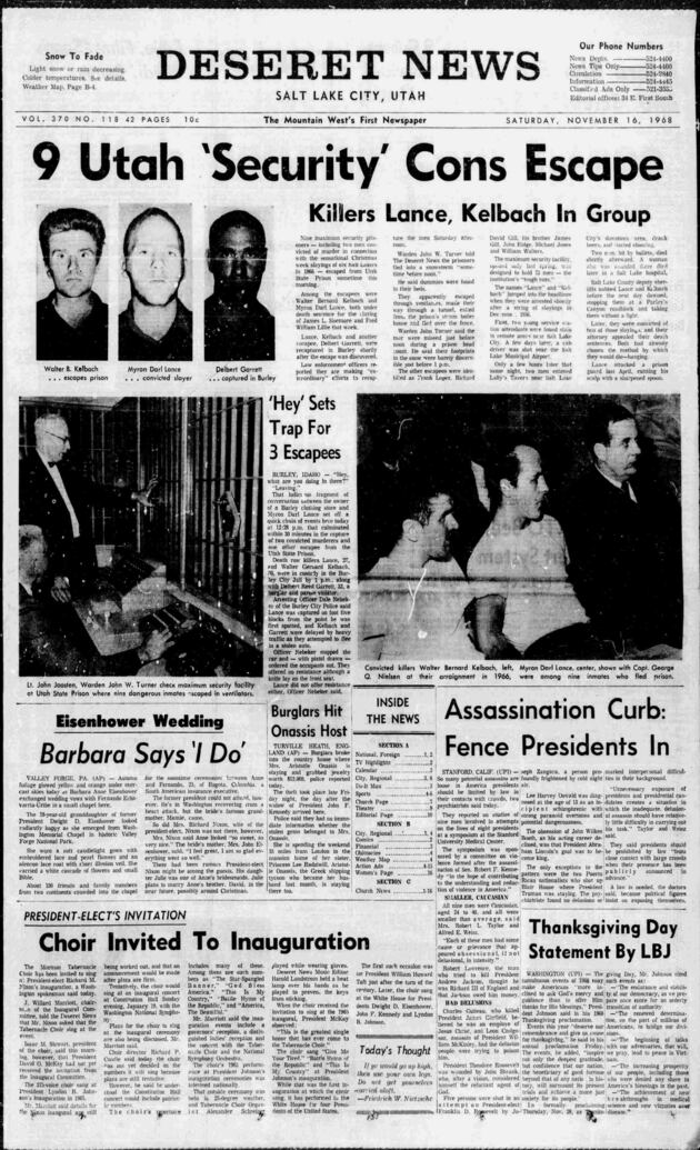 Deseret News archives: Big Utah State Prison break in 1968 had a swift and peaceful conclusion
