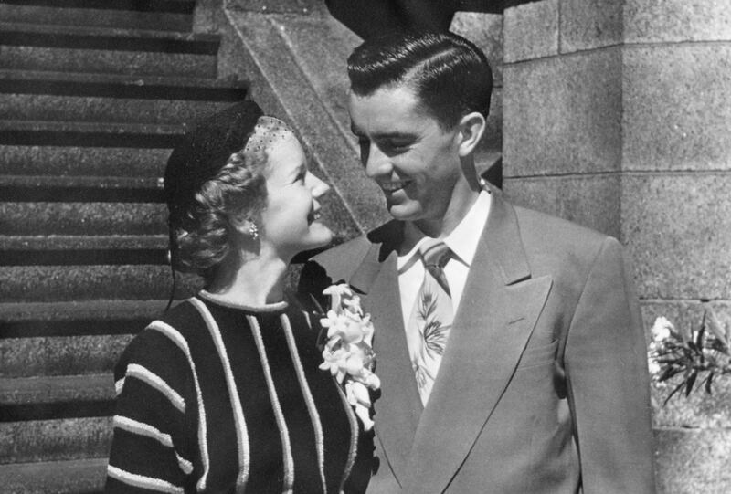 Newlyweds Russell and Barbara Ballard outside the Salt Lake Temple in 1951.