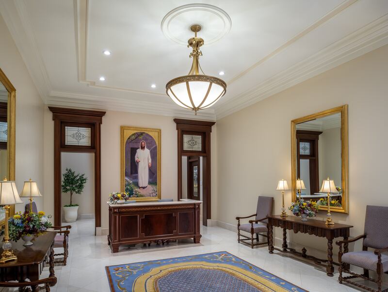 The entry and recommend desk of the Antofagasta Chile Temple.