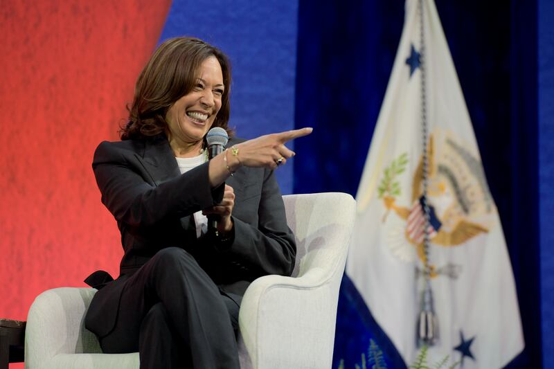 Vice President Kamala Harris speaks at McCormick Place in Chicago on Aug. 11, 2021.