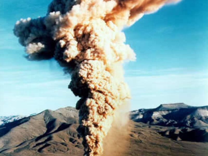 On December 18, 1970, the Baneberry underground nuclear test at the Nevada Test Site released radioactivity to the atmosphere. Levels of radioactivity measured off the Test Site were below radiation guidelines and posed no hazard to the public.