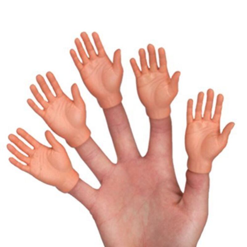 A promotional image of multiple hand finger puppets.