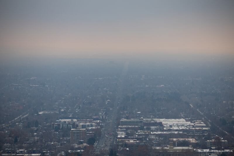 Hazy air is seen in Salt Lake City on Thursday, Jan. 26, 2023.