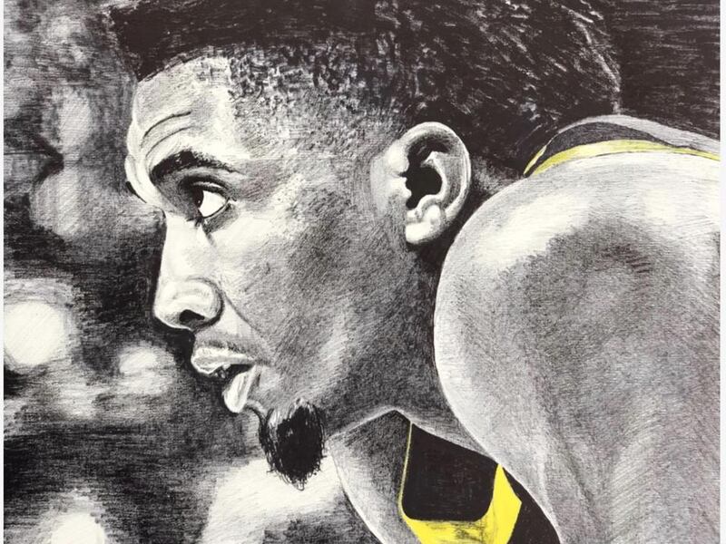 Inspired by Michelangelo's David statue, a Utah Jazz fan sketched this Donovan Mitchell artwork to show his willingness to stand up and fight for a good cause. Part of the proceeds from the prints and original will go to charity.