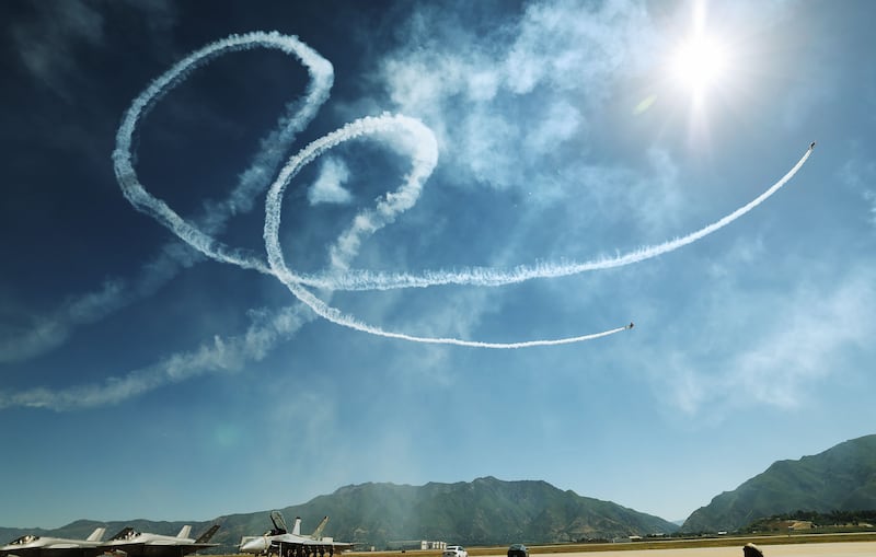 The Yellow Thunder Formation aerobatic team performs during the “Warriors Over the Wasatch Air and Space Show.”