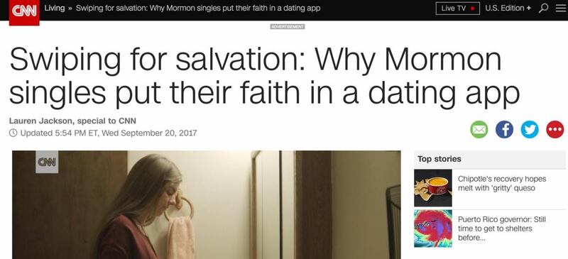 CNN featured Mutual, the dating app specifically designed to connect LDS single adults, on its website Wednesday.