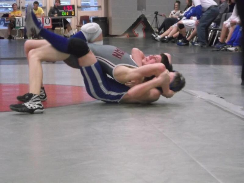 Jordan's Kevin Maxwell escapes a pin during a dual against Fremont in the Jan. 21 Beetdigger Duals held at Jordan.