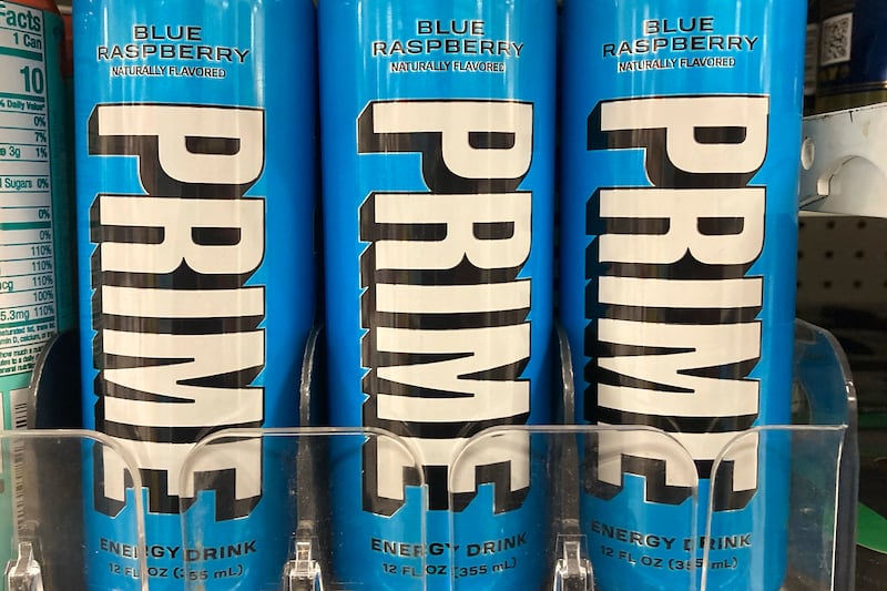 Prime Energy drinks are displayed at a store in San Francisco.