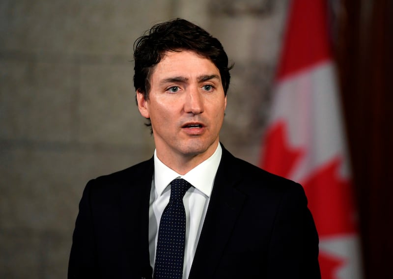 Prime Minister Justin Trudeau talks about yesterday’s incident involving pedestrians being struck by a van in Toronto, in the Foyer of the House of Commons on Parliament Hill on Tuesday, April 24, 2018, in Ottawa, Ontario. “We cannot as Canadians choose t