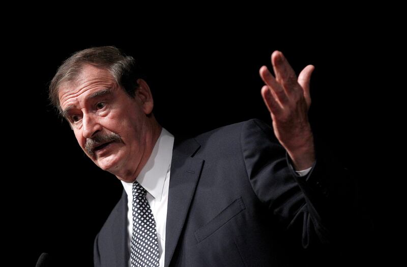In this Oct. 18, 2018, file photo, former Mexican President Mexico Vicente Fox speaks at the CATO Institute in Washington. Fox will speak at the University of Utah on Tuesday, Feb. 12, 2019, as a guest of the Tanner Humanities Center.