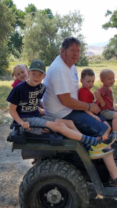 Bert Miller enjoying time last week with four of his five grandchildren, Clara, Zachary, Aaron and Jaxson.