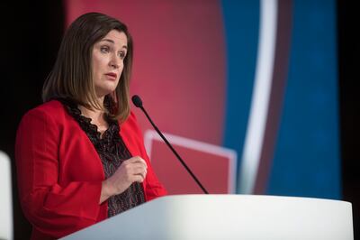U.S. Senate Candidate Jenny Wilson, Democrat, debates against Mitt Romney, Republican, in the America First Event Center in Cedar City Tuesday, Oct. 9, 2018.