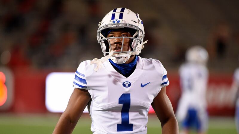 BYU defensive back Micah Harper walks on the field before game against Houston, Friday, Oct. 16, 2020, in Houston.