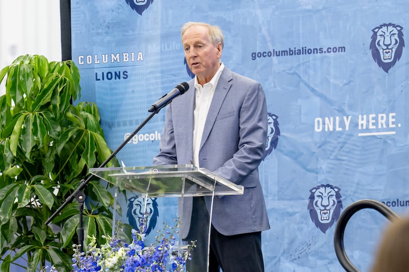 Columbia athletic directer Peter Pilling speaks at a function.