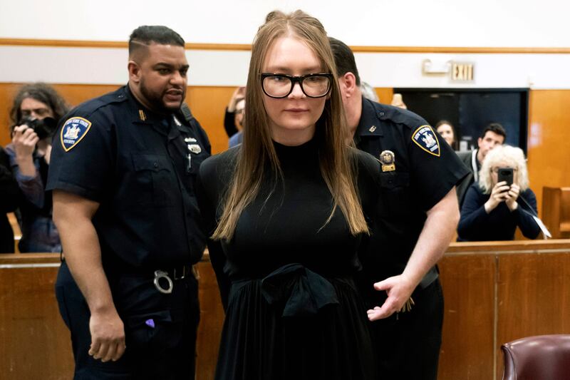 Anna Sorokin arrives for sentencing at New York State Supreme Court, in New York.