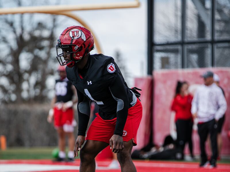 Utah cornerback Clark Phillips III lines up for a drill during Utes spring practice.