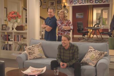 L-R: Tim Allen, Nancy Travis and Christoph Sanders in the "Welcome Baxter" season premiere episode of "Last Man Standing" airing Friday, September 28 (8:00-8:30 PM ET/PT) on FOX.
