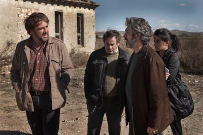 Javier Bardem stars as Paco, Eduard Fernández as Fernando, Ricardo Darín as Alejandro and Penélope Cruz as Laura in Asghar Farhadi’s "Everybody Knows," a Focus Features release.