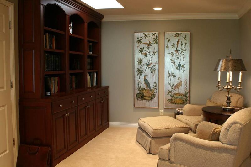 The soothing and relaxing tones in this room tie in the furniture and art with slight variances in wall, ceiling and trim colors.