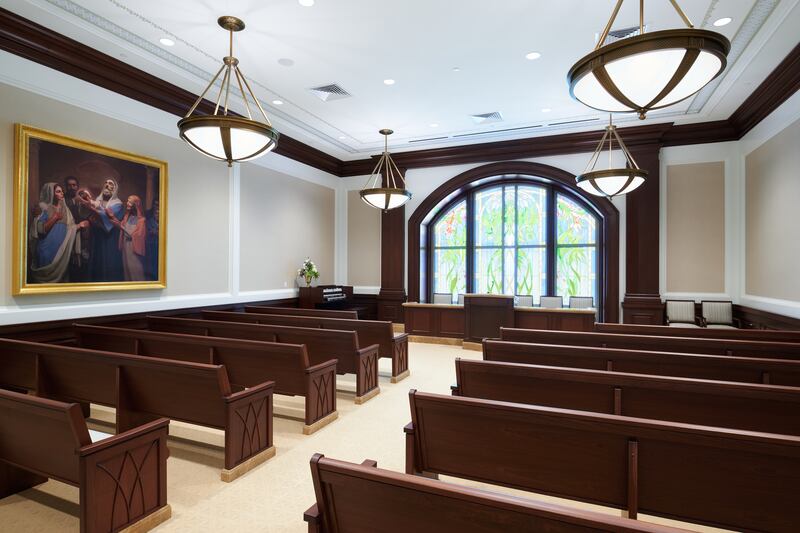 The chapel of the Syracuse Utah Temple.