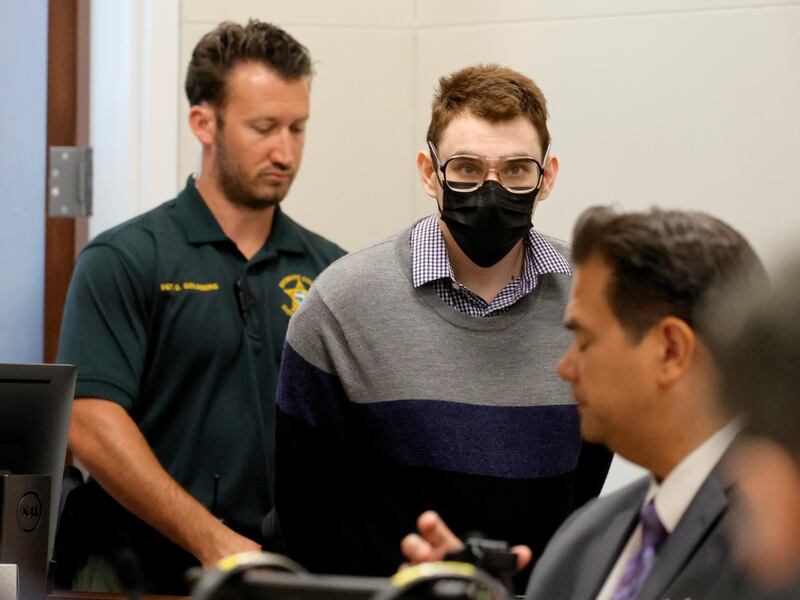 Nikolas Cruz is led into the courtroom during the penalty phase of his trial at the Broward County Courthouse in Fort Lauderdale.