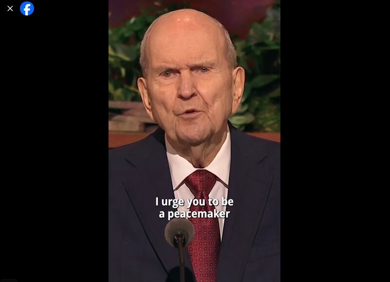 President Russell M. Nelson speaks in a video shared to social media on Thursday, Sept. 19, 2024. The video features selections from his April 2023 general conference talk “Peacemakers Needed.”