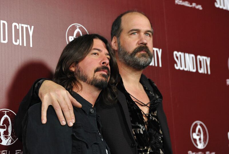 Krist Novoselic and Dave Grohl in Los Angeles.