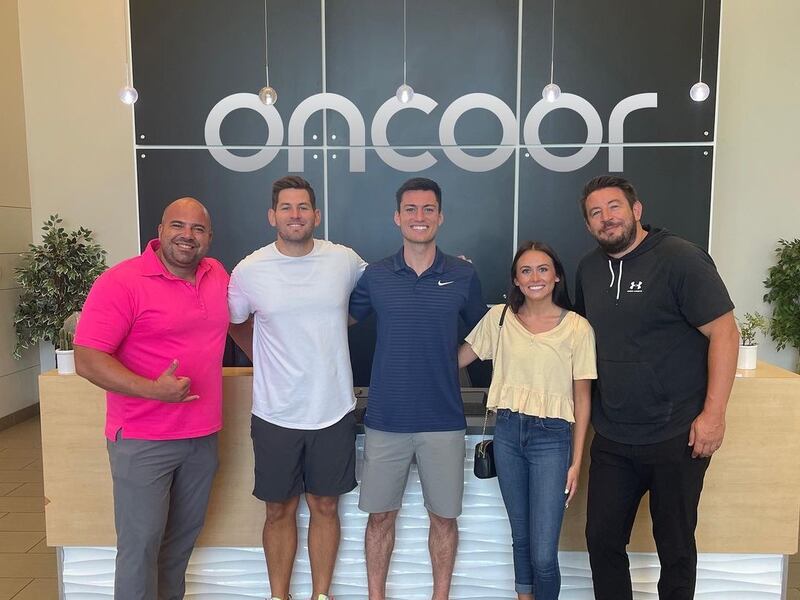 l to r: Mercury Group president Kevin Trost, Oncoor founder Brian Fagan, Alex Barcello, Zoe Simpson and Jesse Christiansen.