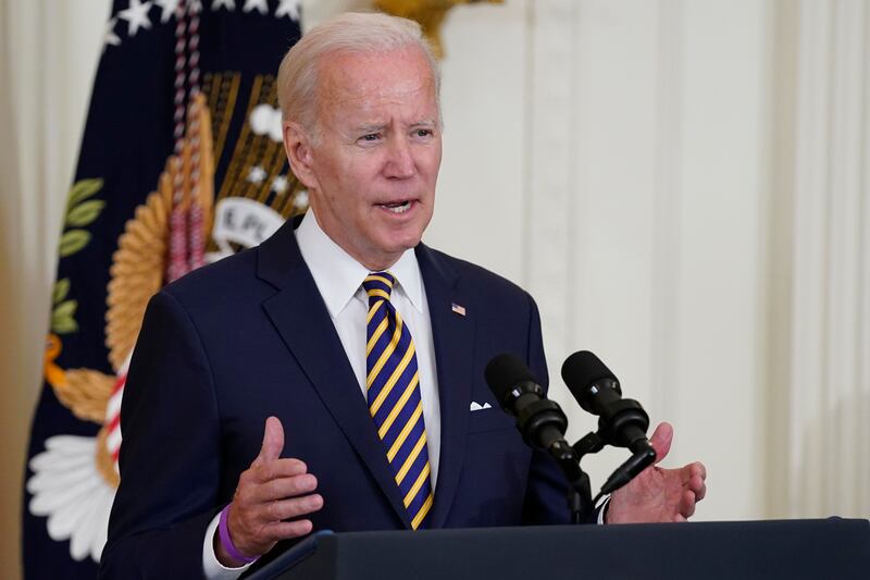 President Joe Biden speaks in the East Room of the White House in Washington on Aug. 10, 2022.