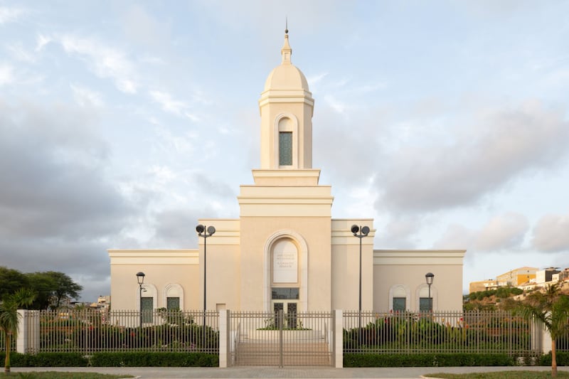 The front of the Praia Cape Verde Temple. Public tours of the new temple begin this week.