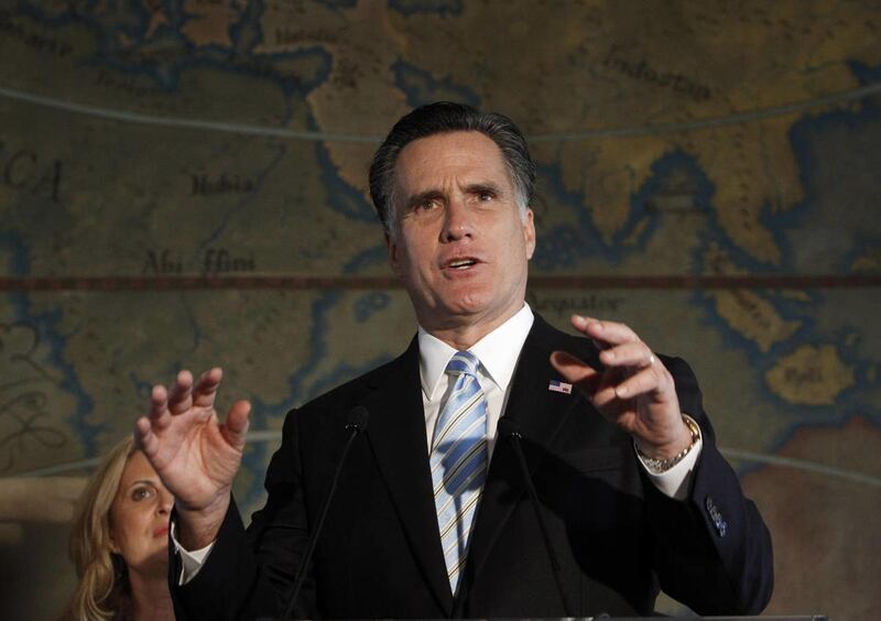 Republican presidential candidate, former Massachusetts Gov. Mitt Romney speaks at Miami-Dade College in Miami, Fla., Wednesday, Jan. 25, 2012.