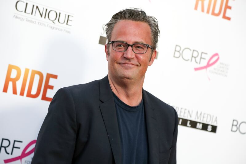 Matthew Perry arrives at the Los Angeles premiere of “Ride” on April 28, 2015.