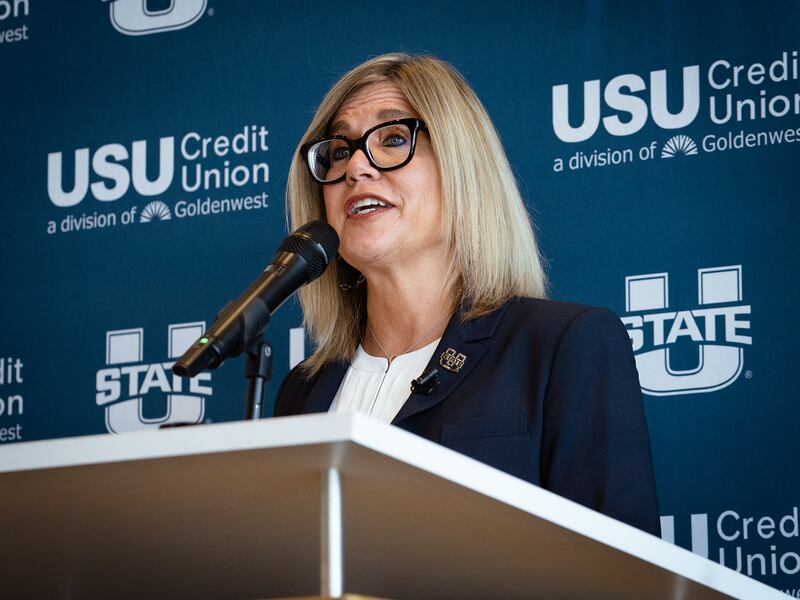 Diana Sabau was introduced Thursday as Utah State’s next athletic director.
