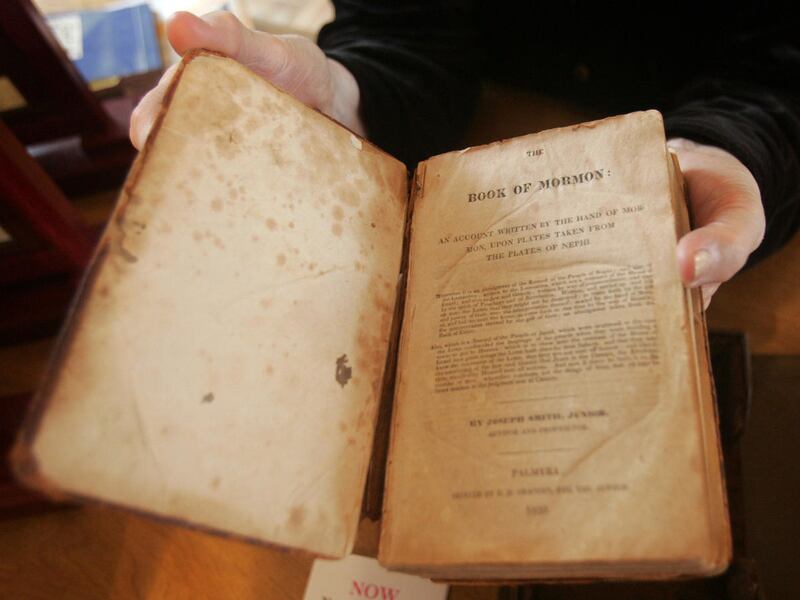 A first edition of the Book of Mormon on display at the Crandall Printing Museum Saturday, March 26, 2005. The museum hosted an open house marking the 175th anniversary of the first printing of the LDS scripture.