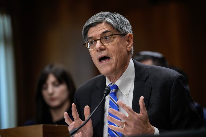 Jack Lew, President Joe Biden’s nominee to be the U.S. ambassador to Israel, testifies during a Senate Foreign Relations Committee confirmation hearing on Oct. 18, 2023