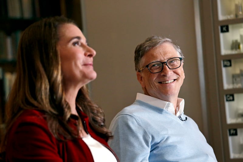Melinda and Bill Gates are interviewed in Kirkland, Wash. The couple announced Monday, May 3, 2021, that they are divorcing.