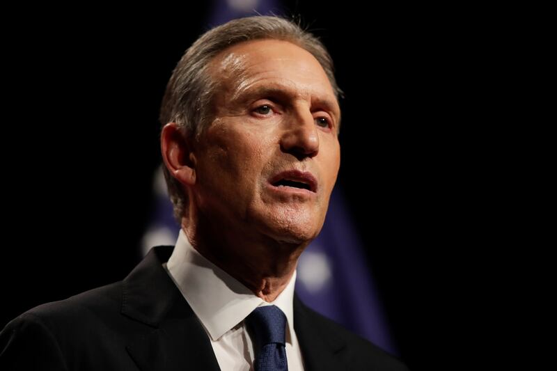 FILE - In this Feb. 7, 2019, file photo, former Starbucks CEO Howard Schultz speaks at Purdue University in West Lafayette, Ind.