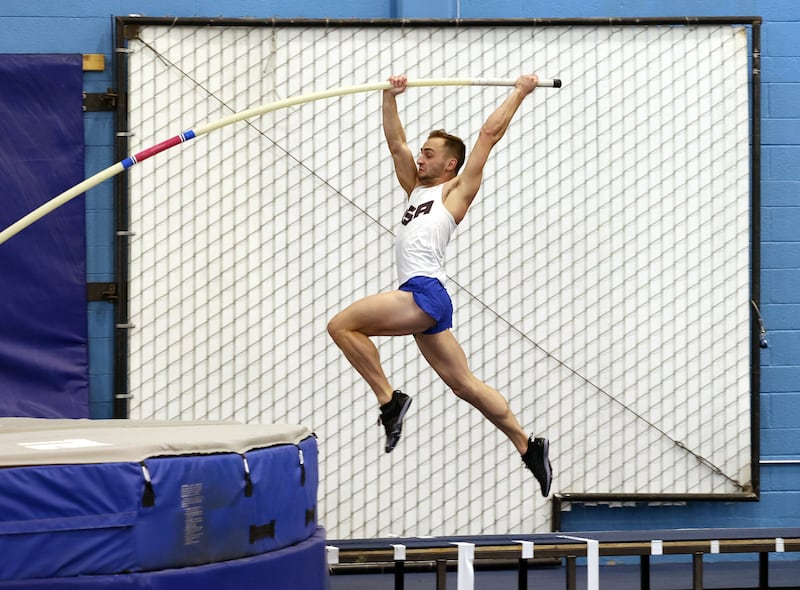 BYU pole vaulter Zach McWhorter goes up for a vault