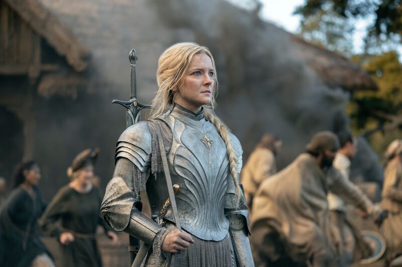 Morfydd Clark as Galadriel in Amazon’s “The Rings of Power” Season 1.