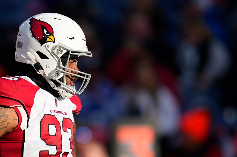 Arizona Cardinals defensive end Jonathan Ledbetter looks into the distance during a game Sunday, Dec. 18, 2022.