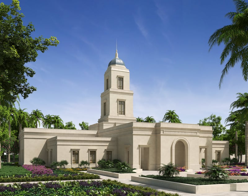 An exterior rendering of the Naga Philippines Temple.