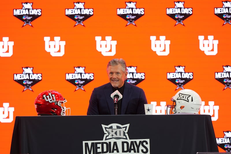 Utah head coach Kyle Whittingham speaks during the Big 12 football media day in Frisco, Texas, Wednesday, July 9, 2025.