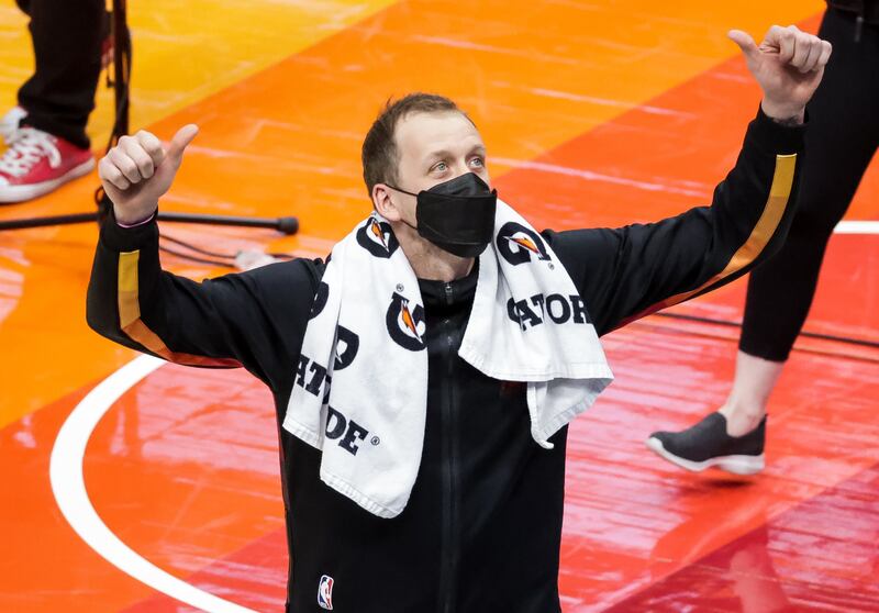 Utah Jazz guard Joe Ingles (2) gestures to fans as he leaves the court after the Jazz beat the Orlando Magic at Vivint Smart Home Arena
