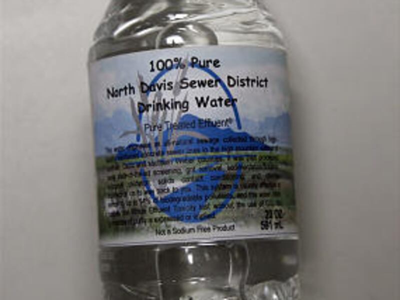 The label on North Davis Sewer District water lists some disgusting ingredients.