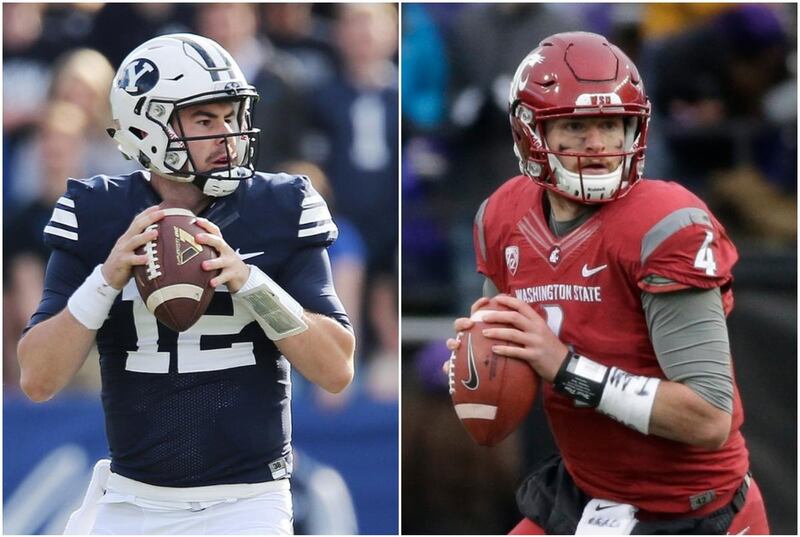 Matt Brown of Sports on Earth ranked the top college quarterbacks heading into the 2017 season. BYU signal caller Tanner Mangum, left, made the list at No. 24, while Washington State's Luke Falk, a Logan High product, was No. 10.