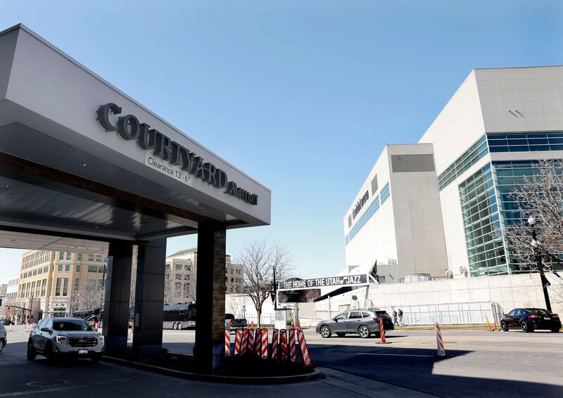 A Courtyard Marriott that is located across the street from the Vivint Arena is pictured in Salt Lake City.